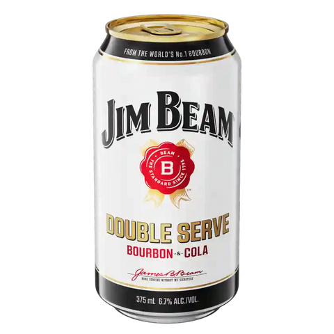 Jim Beam Double Serve Bourbon & Cola Can Closure Closures 375ml Case of 30