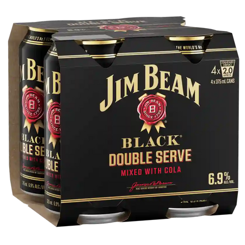 Jim Beam Black Label & Cola Can Closure Closures 375ml 4 Pack