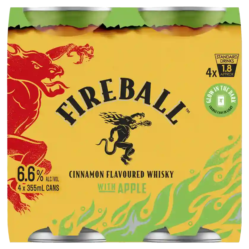 Fireball and Apple Can Closure Closures 355ml 4 Pack