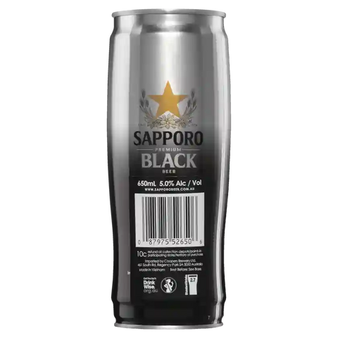 Sapporo Black Can 650ml Case of 12