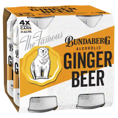 Bundaberg Alcoholic Ginger Beer Can Closure Closure 375ml Case 24