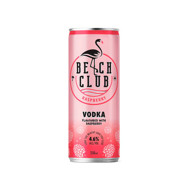 Beach Club Vodka Raspberry 250ml Can 4 Pack