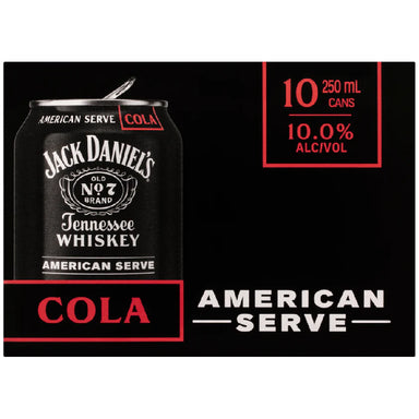 Jack Daniel's American Serve & Cola Cans 250ml 10 Pack