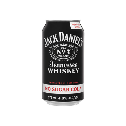Jack Daniel's Tennessee Whiskey & No Sugar Cola Cans 375ml Case of 24