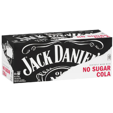 Jack Daniel's Whiskey & No Sugar Cola Cans 375ml 10 Pack