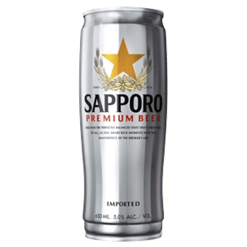 Sapporo Premium Lager Cans 650ml Case of 12