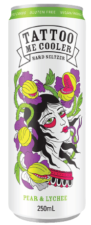 Tattoo Me Cooler Pear & Lychee Hard Seltzer 250ml 24pack