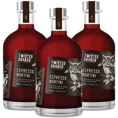 Twisted Shaker Espresso Martini Cocktail 700ml Triple Bottles 