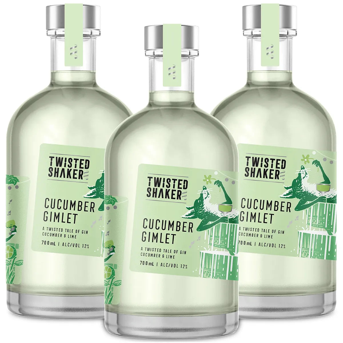 Twisted Shaker Cucumber Gimlet Cocktail 700ml Triple Bottles 