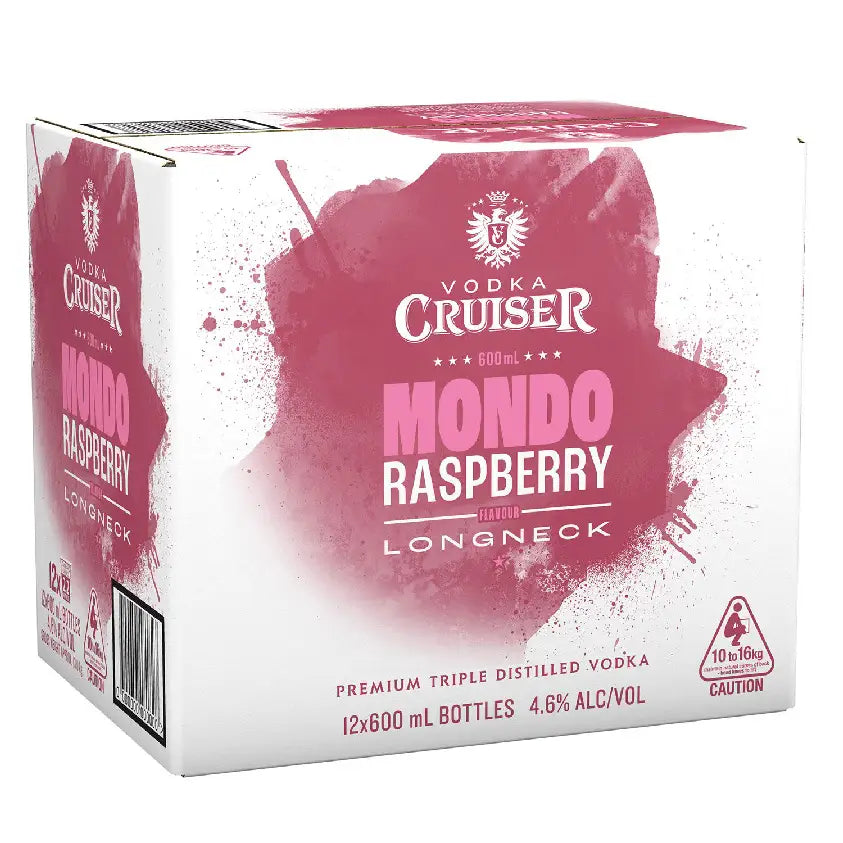 Vodka Cruiser Mondo Raspberry Longneck Bottle 600ml 12 Pack — Porters Lux