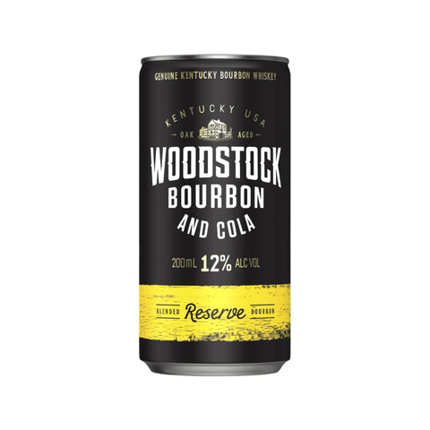 Woodstock Bourbon & Cola 12% Cans 200ml Case of 24
