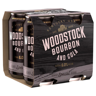 Woodstock Bourbon & Cola 6% Cans 375ml 4 Pack