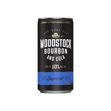 Woodstock Bourbon and Cola 10% Cans 200ml Case of 24