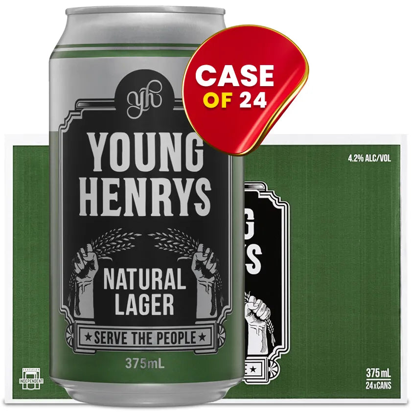 Young Henrys Natural Lager Australian Lager 375ml Cans Case of 24